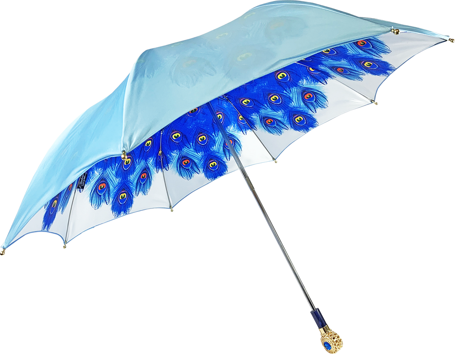 Peacock motif umbrellas with sparkling crystals