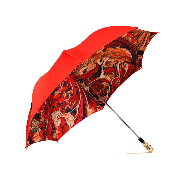 Stylish umbrellas with contemporary red abstract patterns