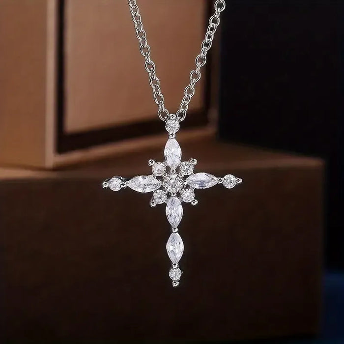 Silvery Zirconia Necklace – Elegant Women's Jewelry