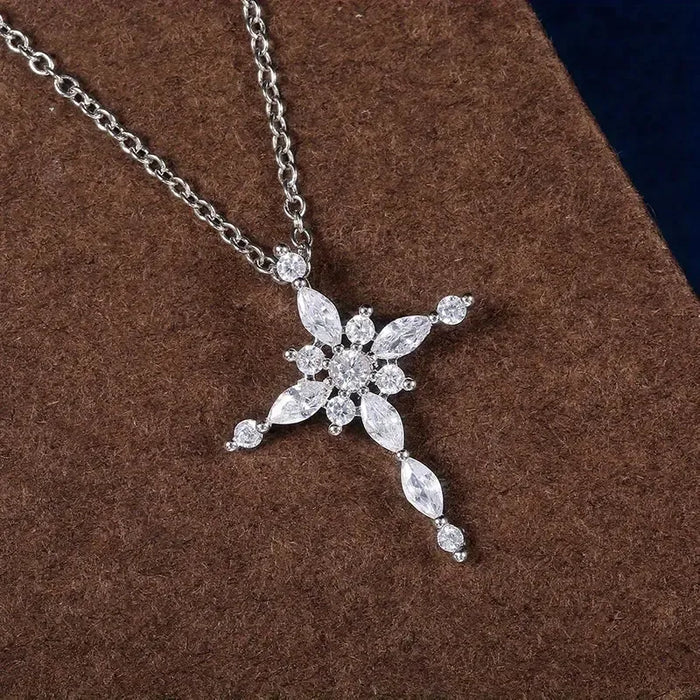 Silvery Zirconia Necklace – Elegant Women's Jewelry