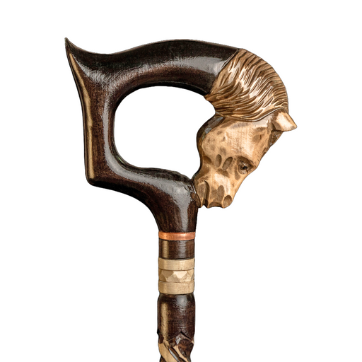 Handmade antique horse handle walking cane for men