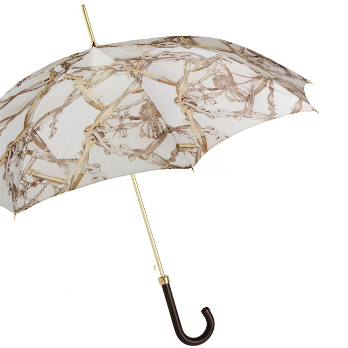 Leather Handle Ivory Bridles Designer Umbrella - Artynov | Unique Handmade Accessories