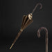 Tiger Stripe Leather Handle Brown Umbrella