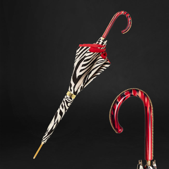 unique red zebra print umbrella with exclusive handle - double cloth 