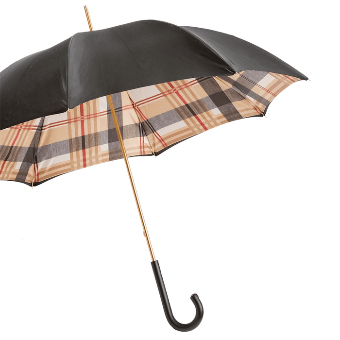 Windproof Umbrella for Women with Leather Handle