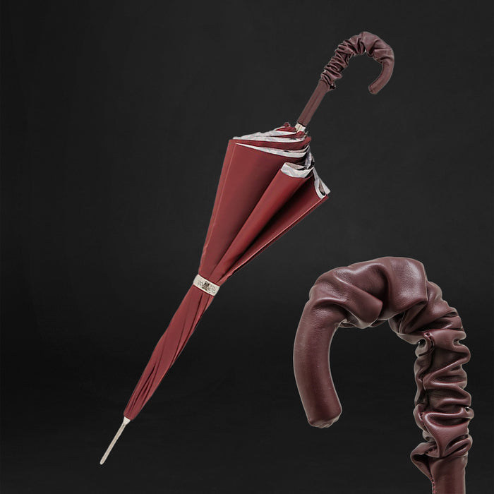 luxury brown umbrella with python leather handle - designer 