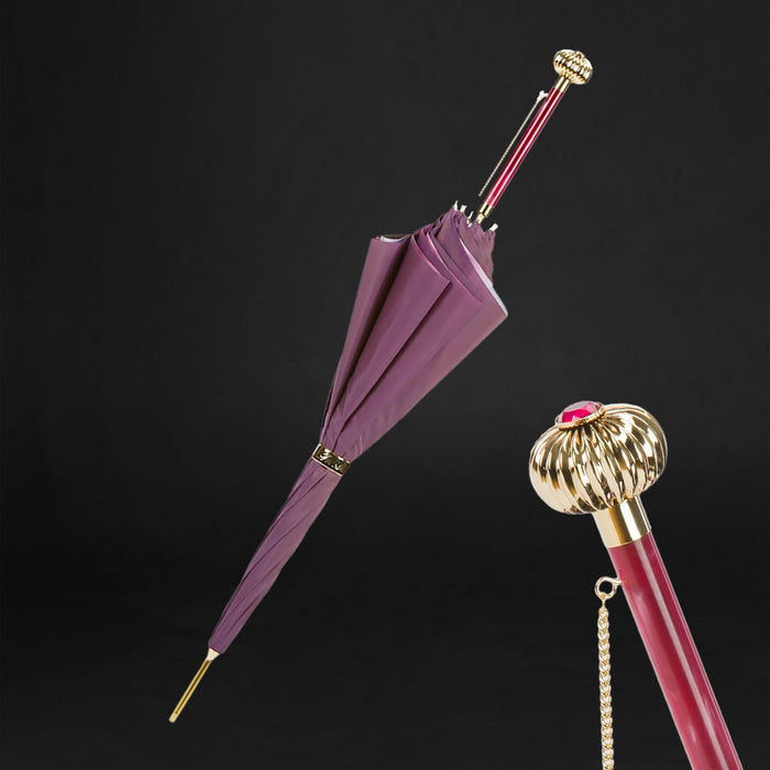 Designer Purple Umbrella With Roses Printed Interior for Women