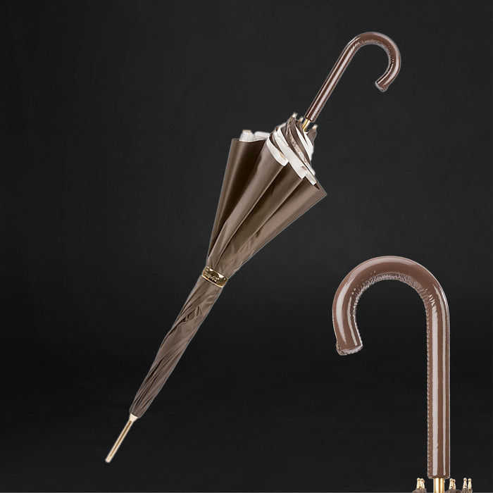 Bridles Leather Handle Fashionable Beige Umbrella