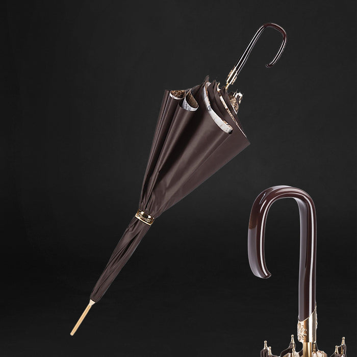 High-Quality Collectible Brown Flowered Double Cloth Umbrella for Women