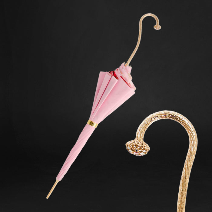 Pink Umbrella with Red Orchidea Rosa Interior and Designer Handle