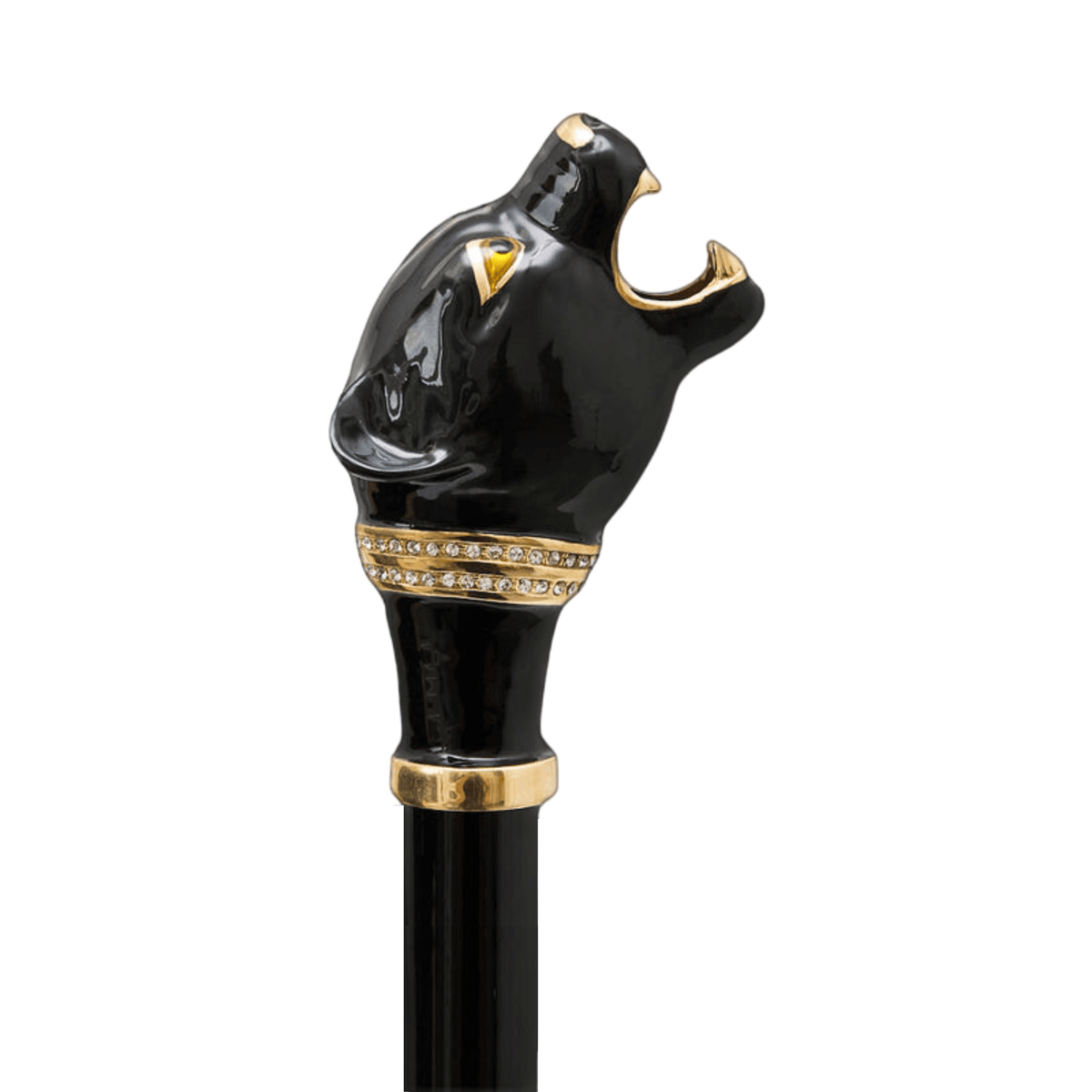 Modern Walking Cane Designer Panther Handle - Rare Cane