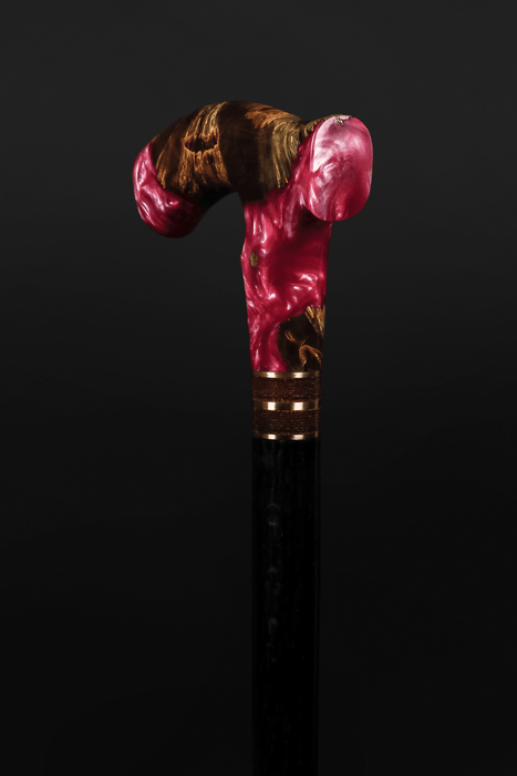 Pink Resin Walking Stick, Art Walking Cane For Young People