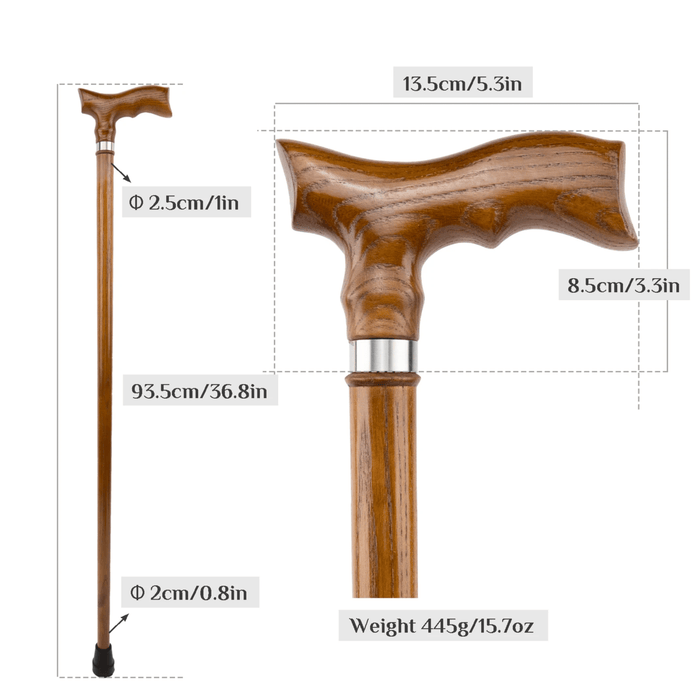Anatomic Derby Cane with Hand Carved Details, Classic Style