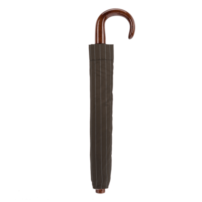 High-Quality Classic Brown Striped Folding Umbrella