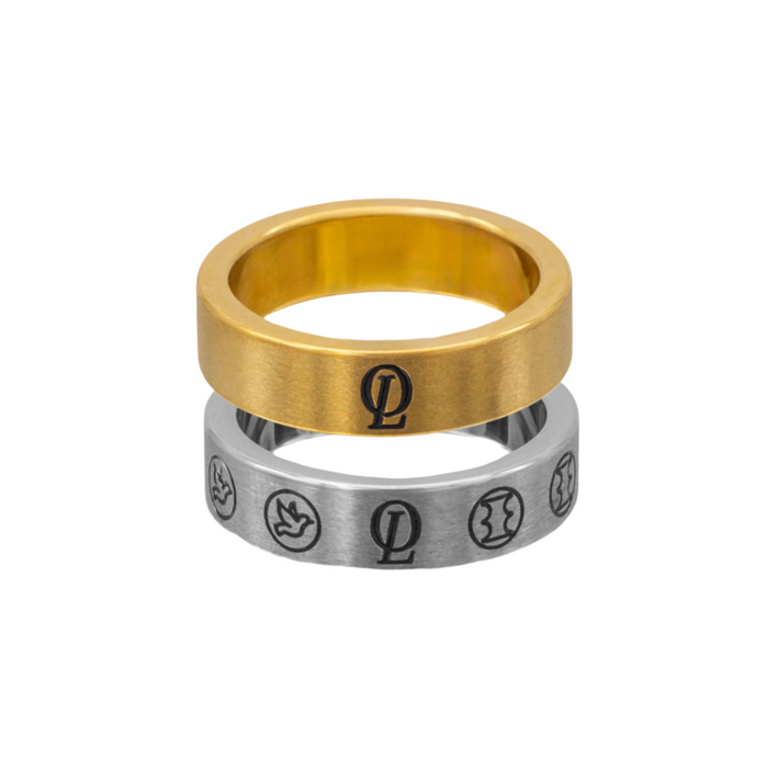 Silver & Gold Pair Of Freedom Band Rings