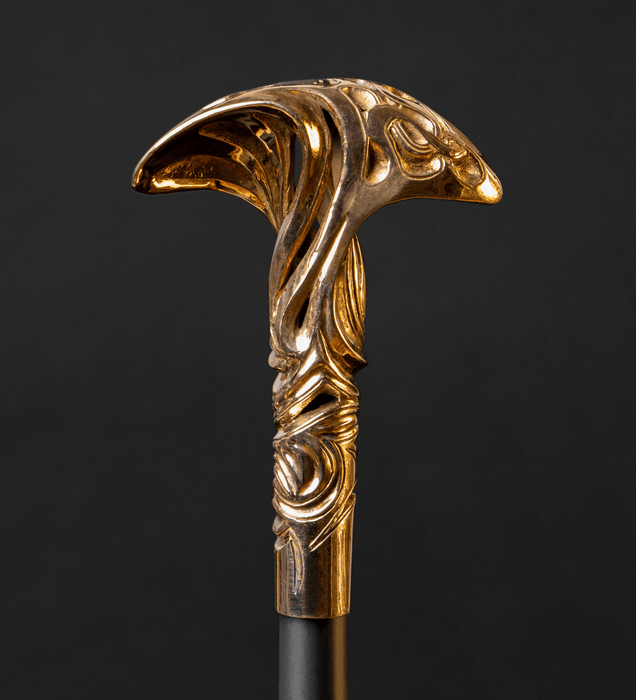 Unusual Walking Stick Comfortable Brass Handle - Nature Inspired