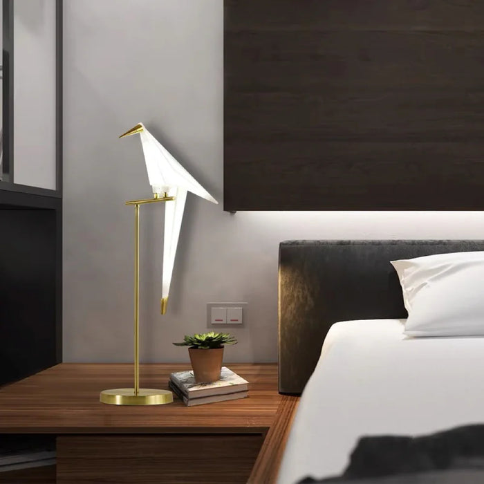 Stylish Origami Bird-Inspired Table or Floor Lamp with a Unique and Artistic Design