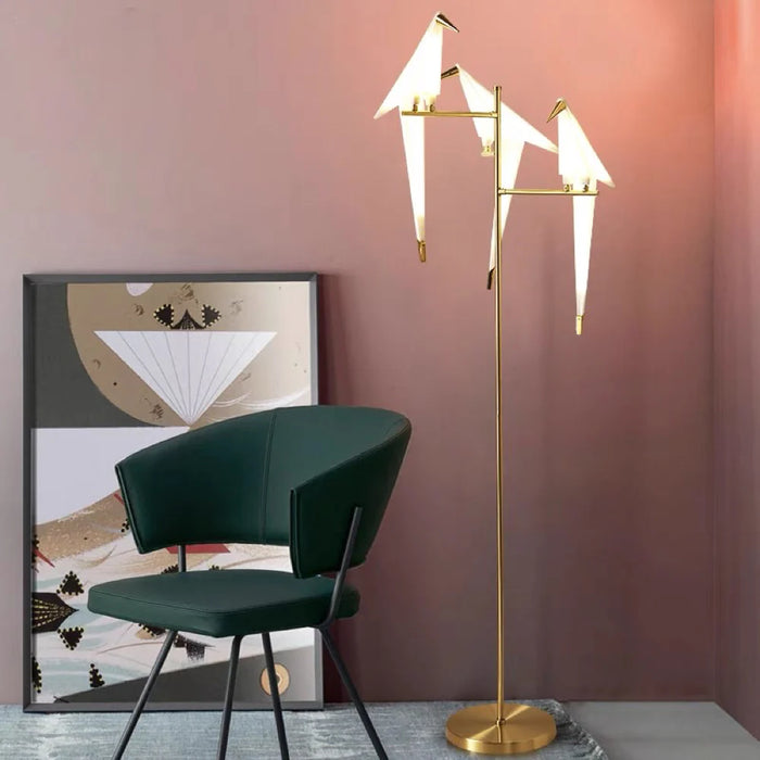 Stylish Origami Bird-Inspired Table or Floor Lamp with a Unique and Artistic Design