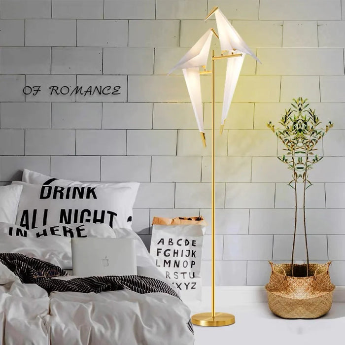 Stylish Origami Bird-Inspired Table or Floor Lamp with a Unique and Artistic Design