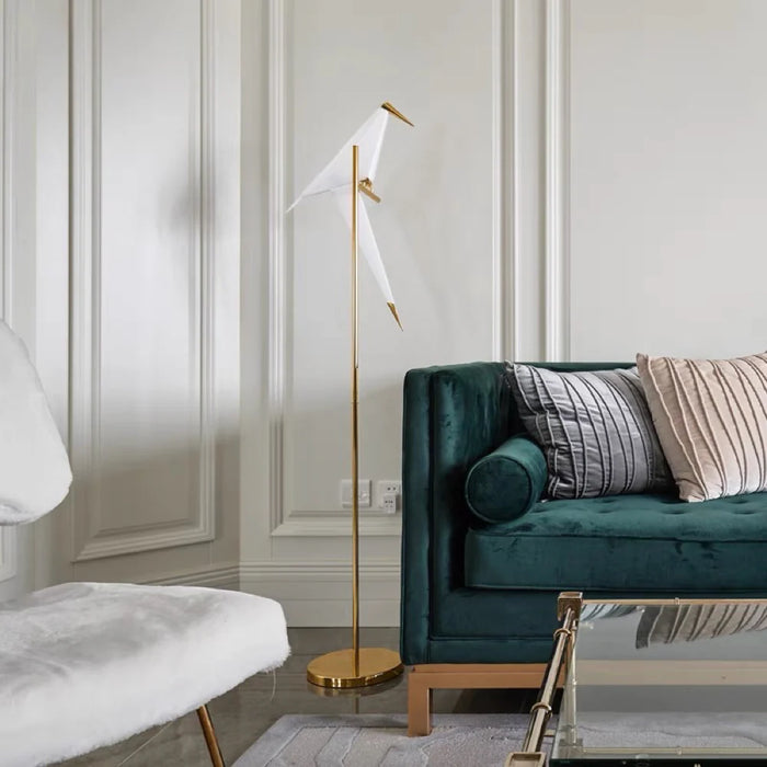 Stylish Origami Bird-Inspired Table or Floor Lamp with a Unique and Artistic Design