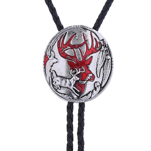 Elk Bolo Tie Mens Western Bolo Red Cowboy Necklace