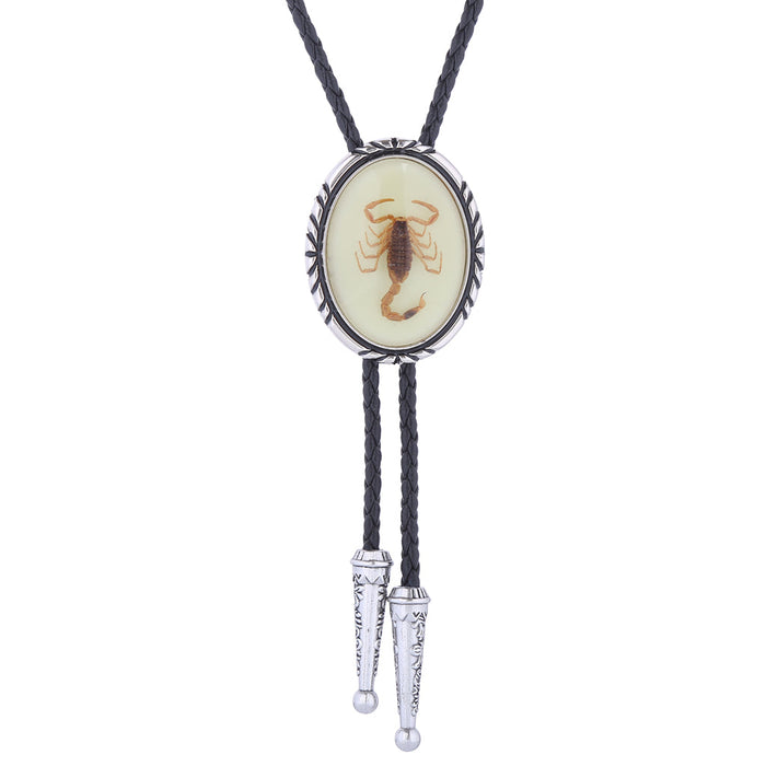 Handmade Agate Real Scorpion Bolo Tie - Western Cowboy Wedding Necklace - All Colors (38" Rope)
