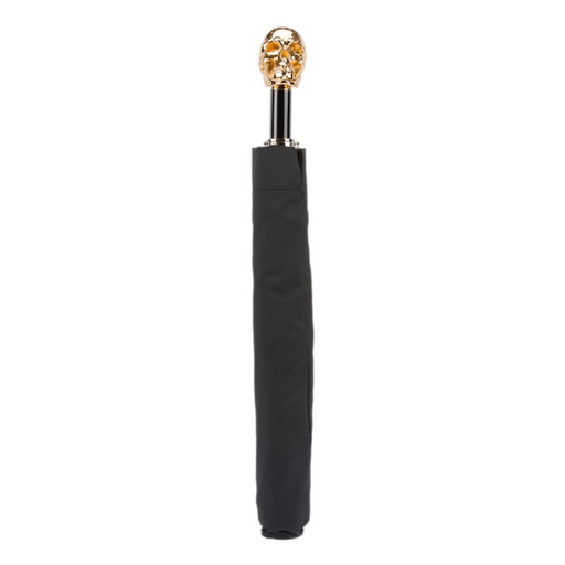 Rebel Design black umbrella with gold skull handle