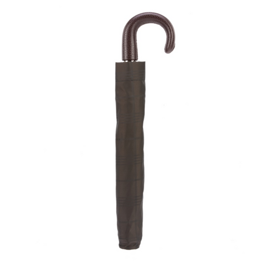 high-quality brown check umbrella with leather handle