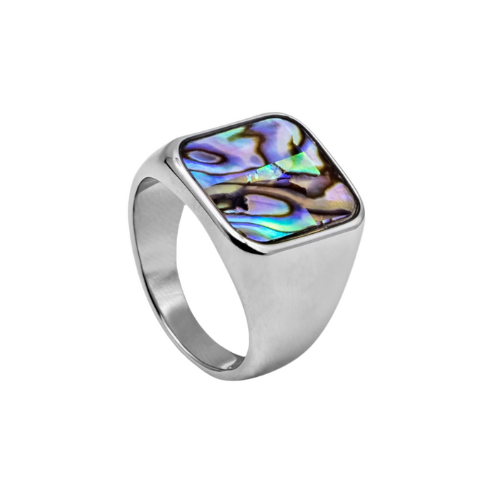 Silver Genuine Abalone Shell Signet Ring