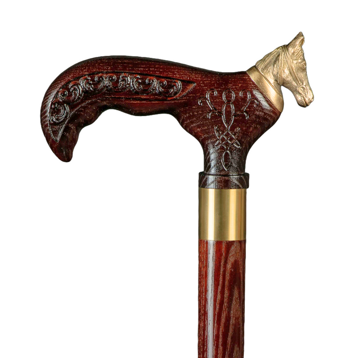 Wooden Walking Cane Horse Brass, Fashionable Walking Stick