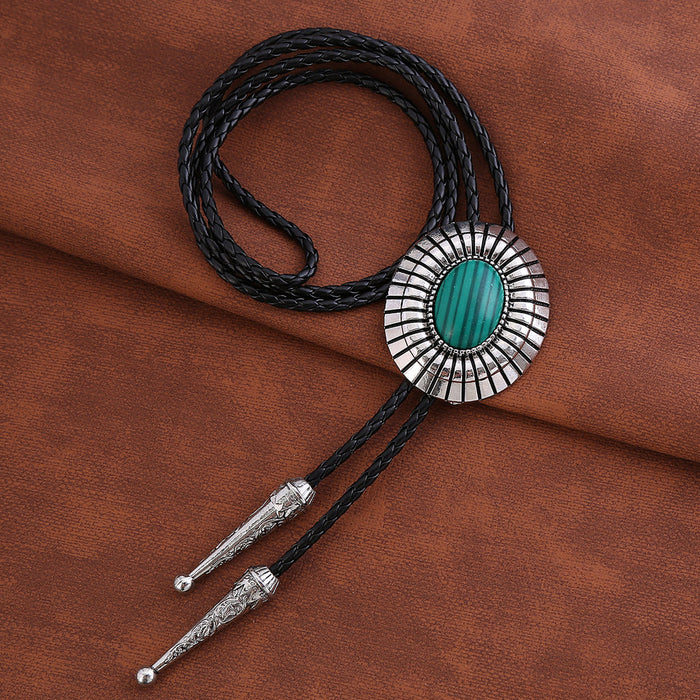 Silver Bolo Green Tie Malachite Bolo Navajo Bolo Tie