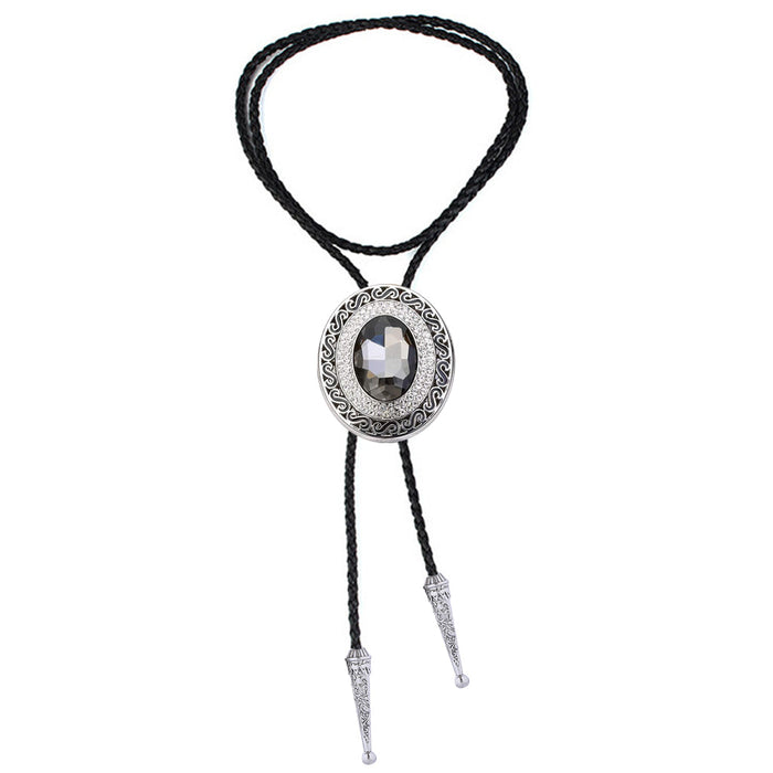 Rhinestone Bolo Tie Bolo Necktie Glass Stone Unique White Bolo