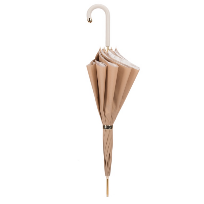 Double Cloth Awesome Ivory Umbrella with Leather Handle