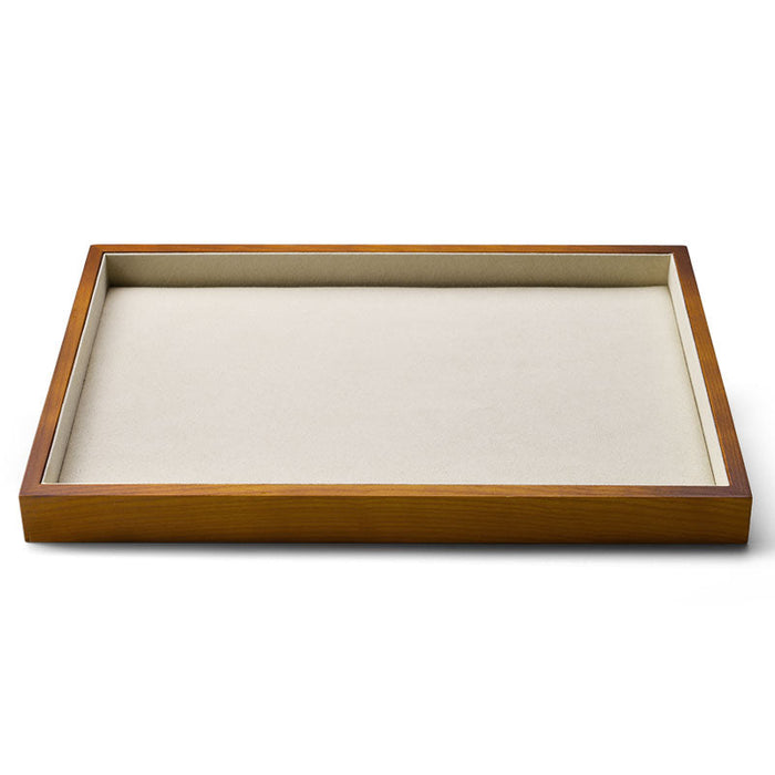 Cream White Wood Flat Stackable Jewelry Tray