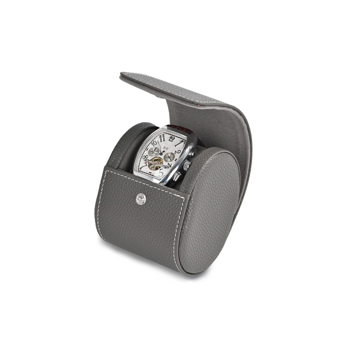 Premium Design Gray Leather Watch Case - 1 Slot