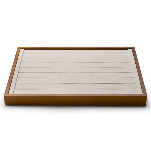 Cream white wood tray for ring showcase