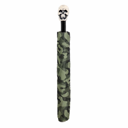 Rebel Design skull handle camouflage green folding umbrella 