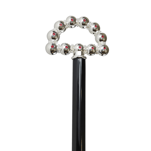 Stylish walking cane with sphere and crystal accents