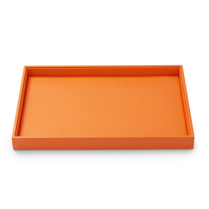 Stackable PU leather jewelry display tray in orange