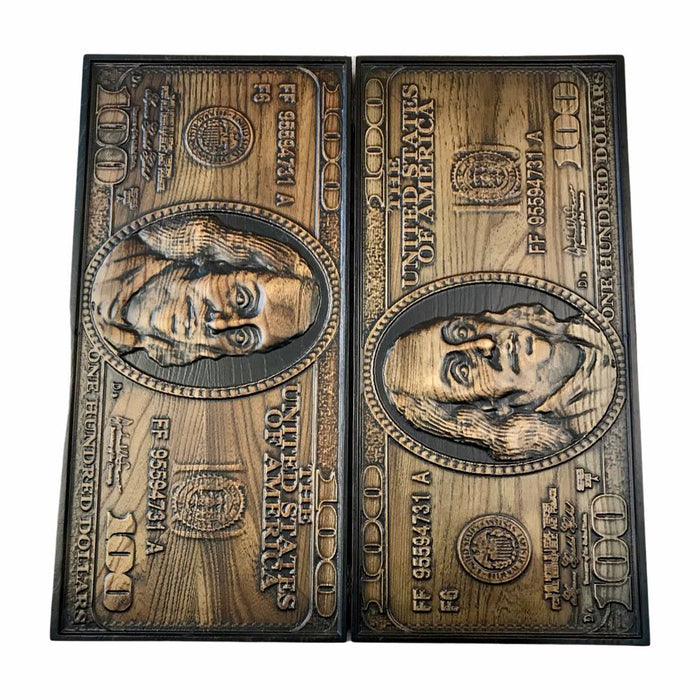 Where to buy hand-carved backgammon with dollar theme