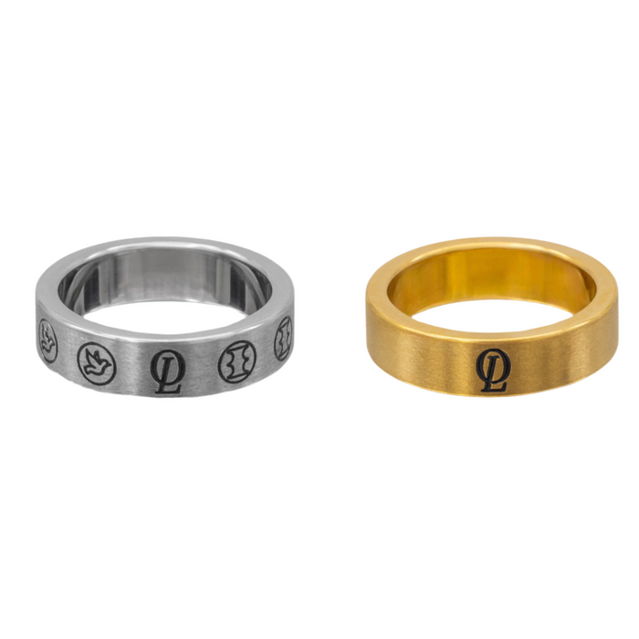 Silver & Gold Pair Of Freedom Band Rings