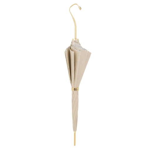 Jeweled Brass Handle Romantic Beige Umbrella - Artynov | Unique Handmade Accessories