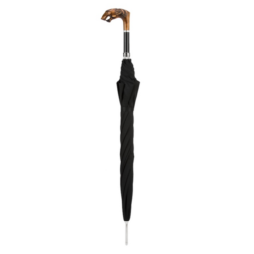 designer umbrella with hand carved tiger handle