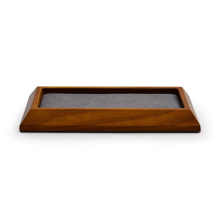 Dark gray rectangle wood jewelry tray for showcase display