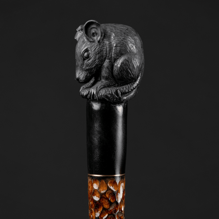 Craftsman-designed walking stick with mouse handle
