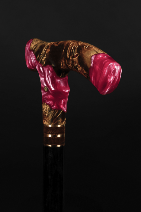 Pink Resin Walking Stick, Art Walking Cane For Young People