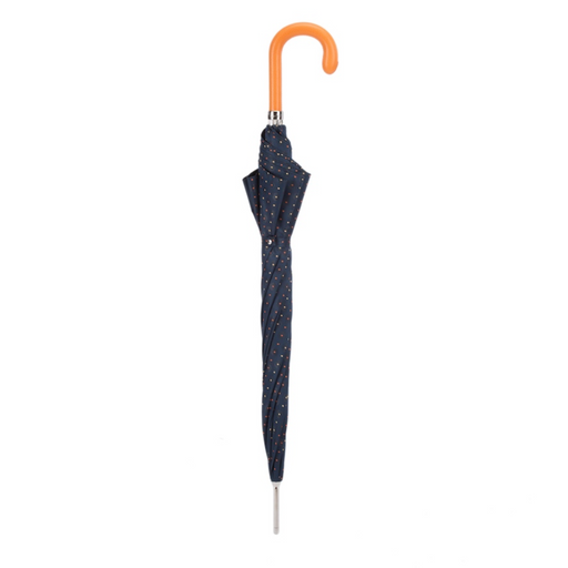 stylish tie print umbrella with orange leather handle 
