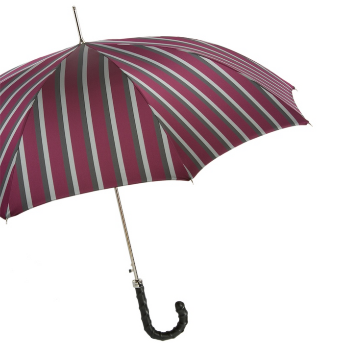 traditional striped umbrella with leather handle