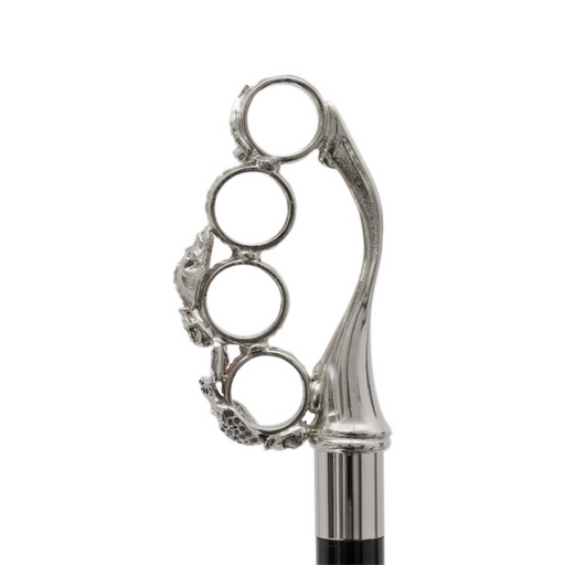 silver umbrella with brass knuckles handle 