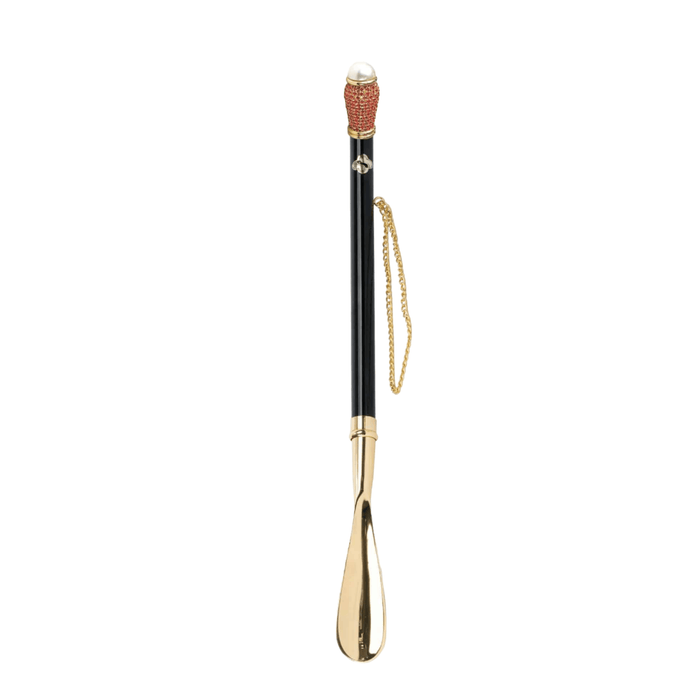 Unique 24K Gold-Plated Shoehorn with Siam Crystals